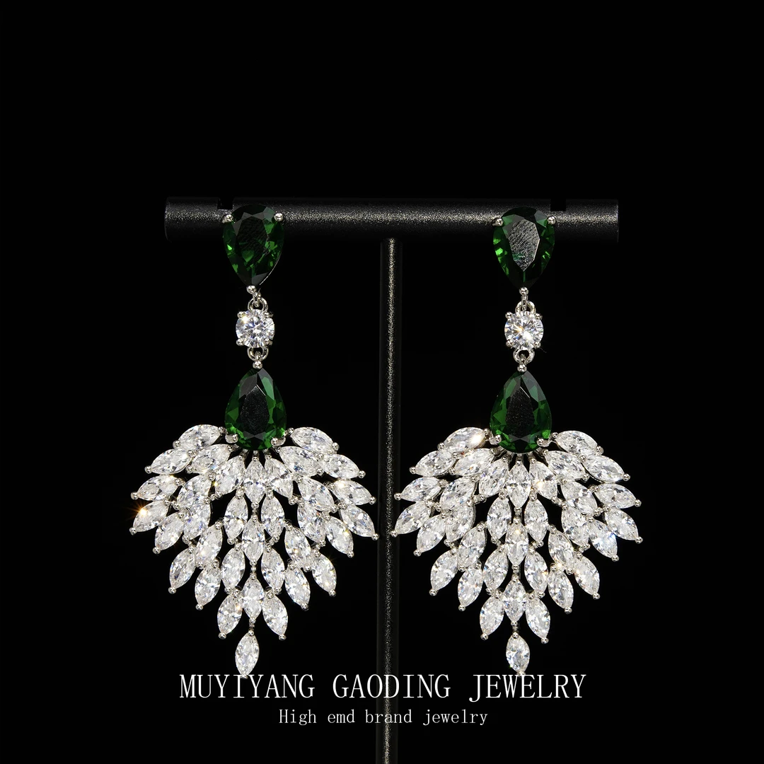 铜合金合成锆石耳饰 外贸高品高奢耳钉A326