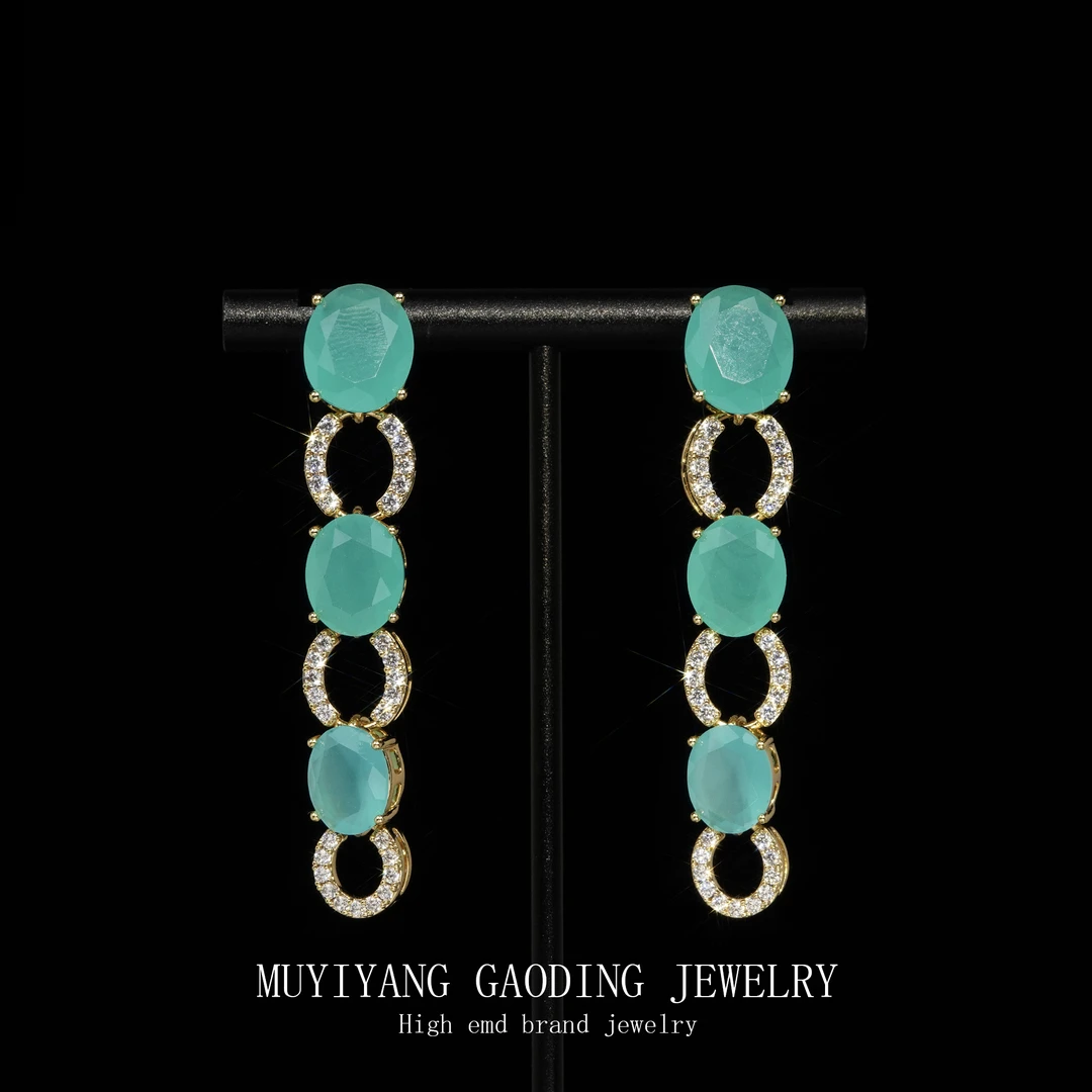 铜合金合成锆石耳饰 外贸高品高奢耳钉A200