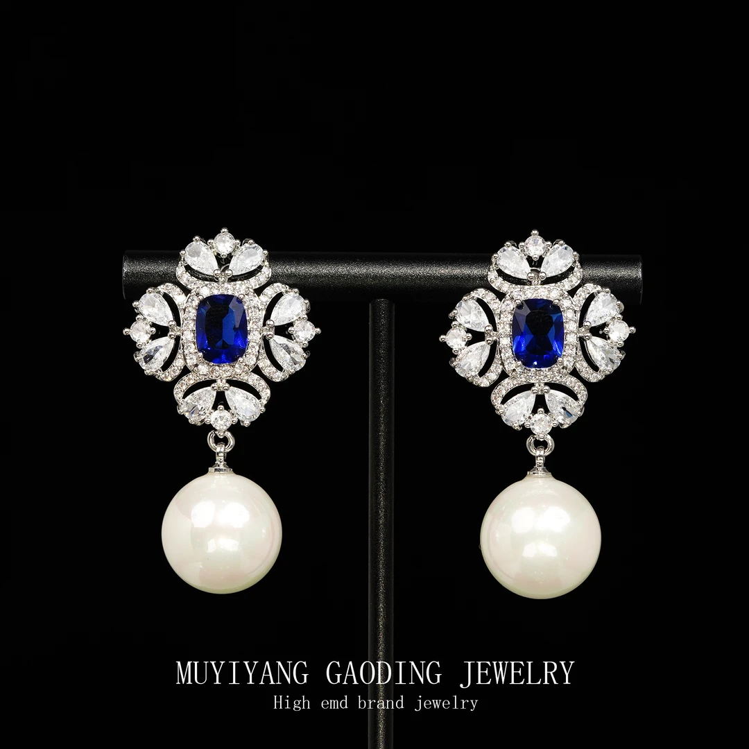 铜合金合成锆石耳饰 外贸高品高奢耳钉A138