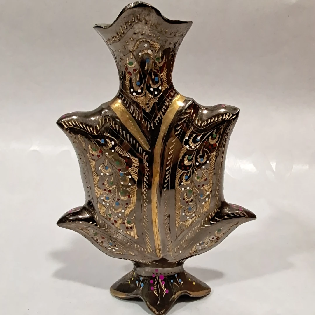 高15厘米扁壶花瓶巴基斯坦铜器手工摆件笔筒家居饰品