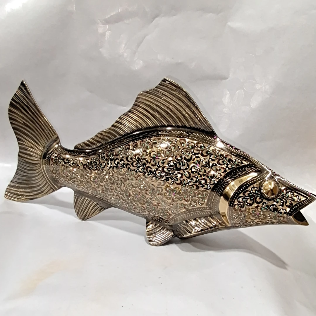 铜鱼年年有余巴基斯坦铜器铜摆件工艺品大号长48厘米