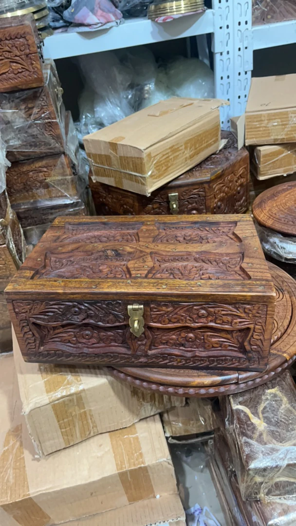 收纳盒化妆盒巴基斯坦木雕手工33*23*13