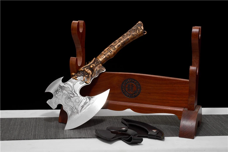 斧头龙泉砍柴锻打实木斧木工斧斩骨斧多功能斧头家用户外工具斧