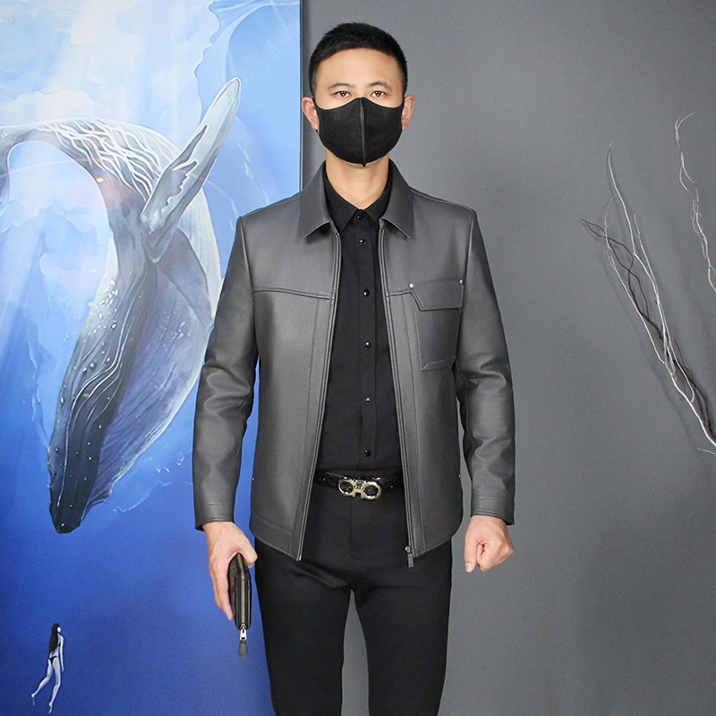 鲨鱼先生92308高端鹿皮皮衣休闲男装 2024秋冬新款男士翻领夹克