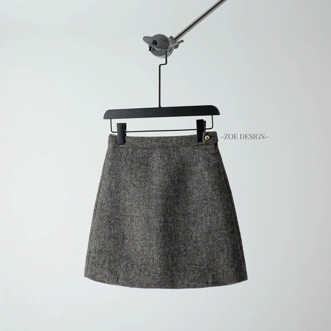 Zoe studio 韩系秋冬毛呢半身裙羊毛百搭裙
