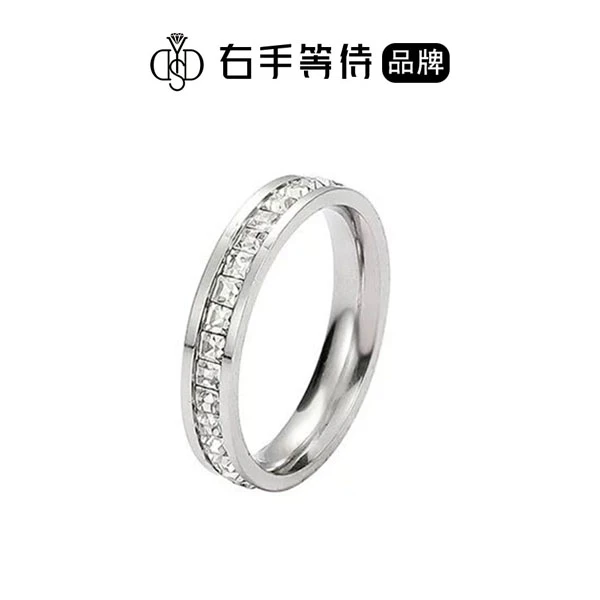 右手等待 钛钢合成锆石戒指 满天星戒指排戒