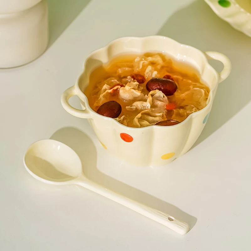 缤纷小南瓜碗家用碗勺组合陶瓷餐具燕麦碗早餐碗釉下彩可爱沙拉碗