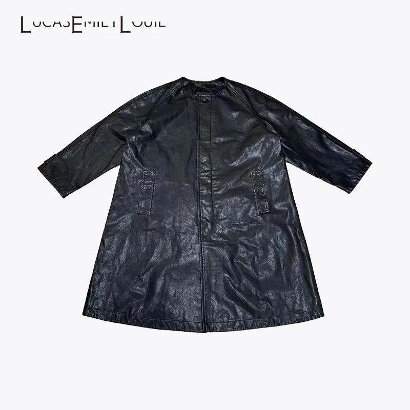LUCASEMILYLOUIE 秋冬新西兰全植糅小牛皮皮衣长款外套2310639