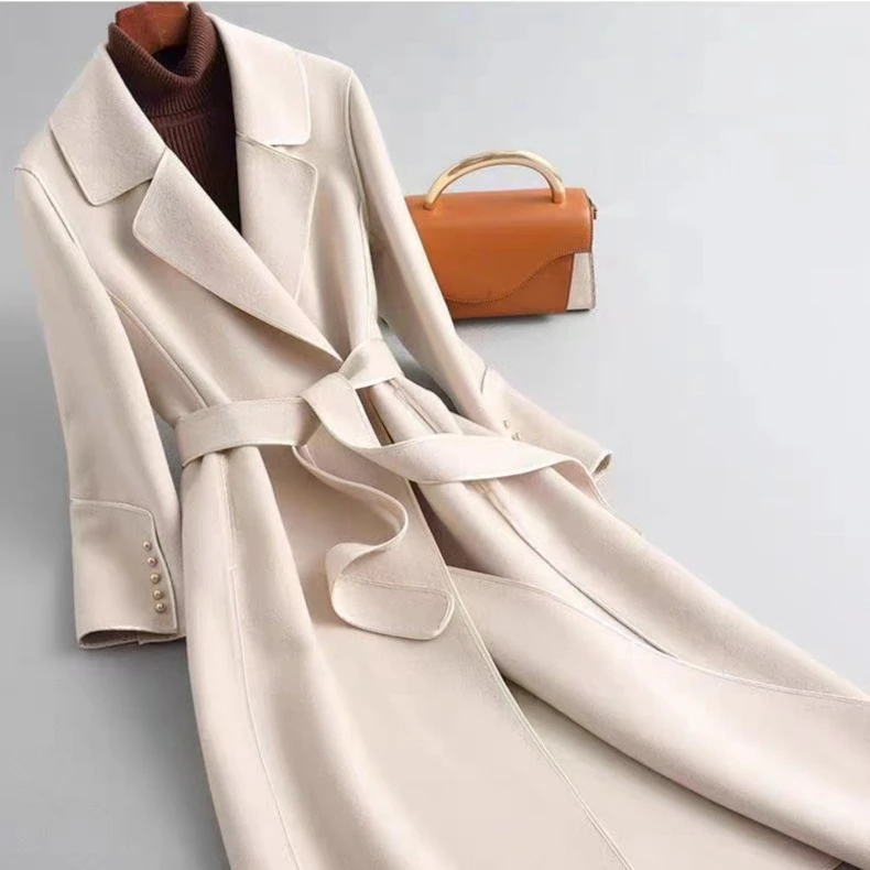 2266款外穿百搭都市女款爆款毛呢秋冬呢收腰双面呢大衣