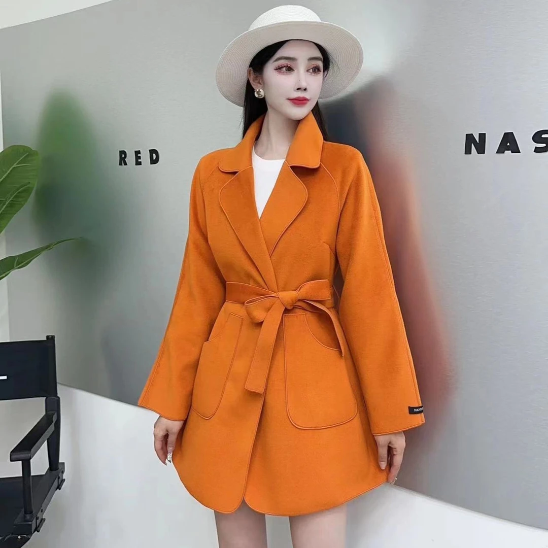 D-7708春秋新款短款羊毛外套时尚气质显瘦网红休闲女士毛呢