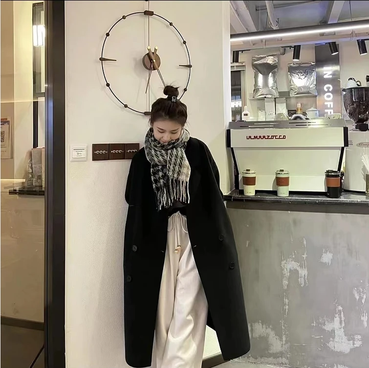 S-8818四粒扣双面羊毛爆款长款秋冬外套宽松版大衣