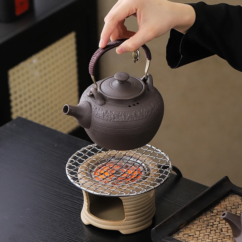 新品古法室内户外围炉煮茶炭炉电炉丝明火木炭酒精块粗陶干烧水壶