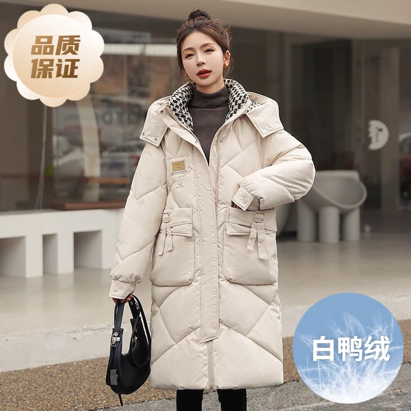 波登司羽绒服正品白鸭绒爆款户外时尚中长款连帽衣女款女士季小个