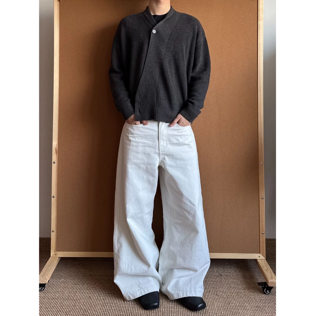 【i哥专属】Our Echo灰色羊毛多穿法道袍毛衣开衫纽扣高v领老钱