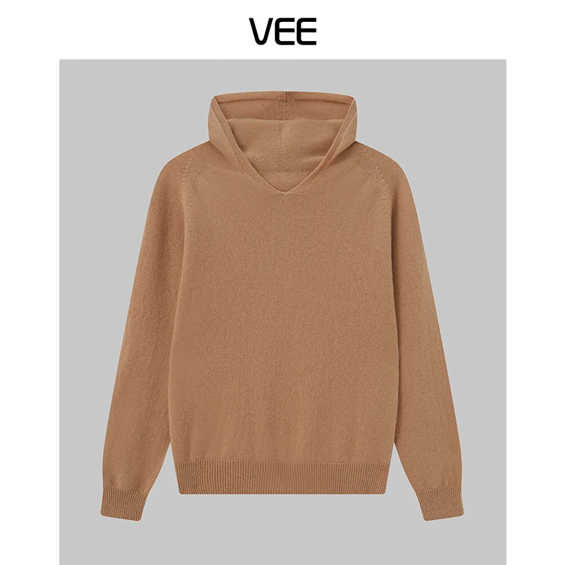 VEE【莫里奶茶】新款舒适百搭套头长袖简约连帽毛衣上衣女