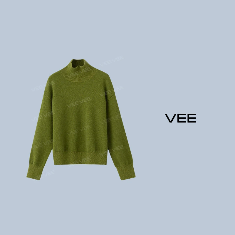 短视频VEE【温暖冬日】新款百搭软糯兔羊毛混纺宽松高领套头毛衣