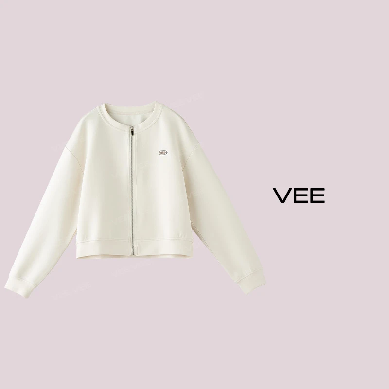 【短视频】VEE【冰美式】春款短款时尚休闲百拉链卫衣棒球服外套