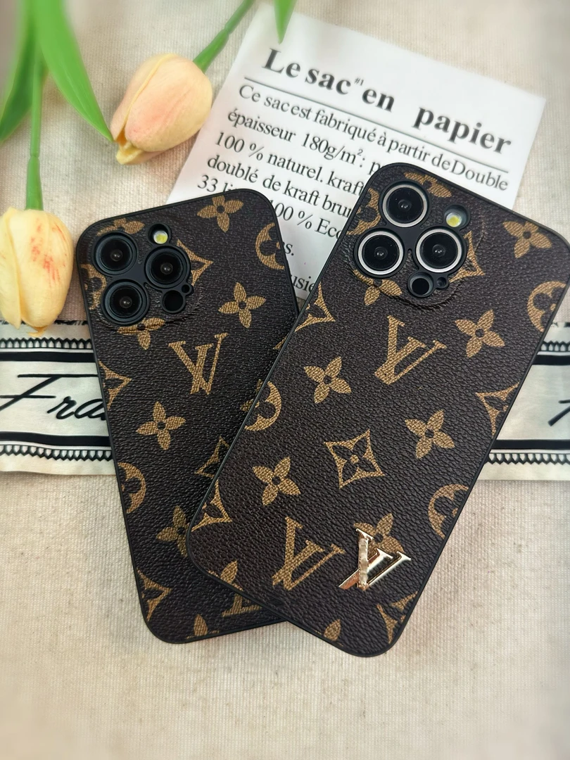 适用于苹果iPhone15promax经典大花14女款皮纹轻奢皮纹潮牌手机壳