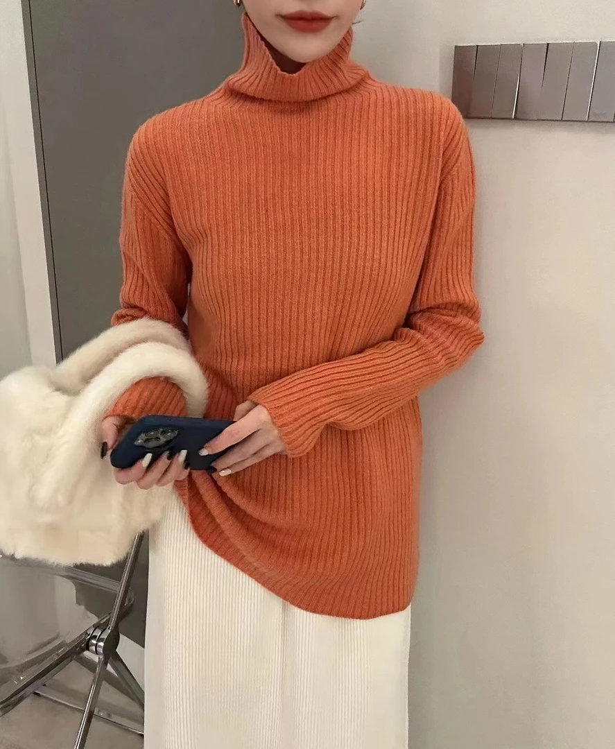 【100羊毛】羊毛衫女高领针织衫显瘦百搭女士毛衣套头打底衫001-236