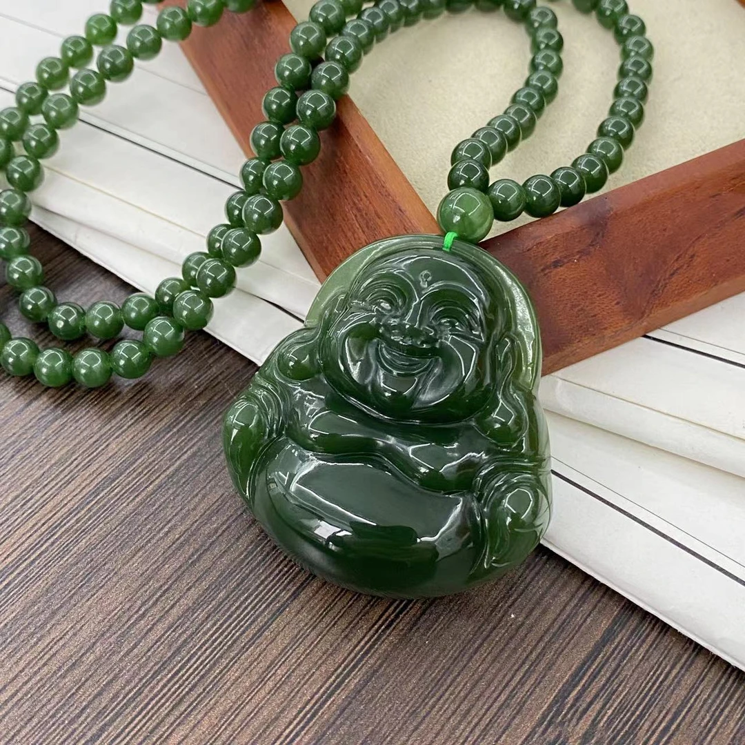 改【矿姐珠宝】和田玉碧玉佛公项链长款毛衣链雕刻多样性发一件时尚