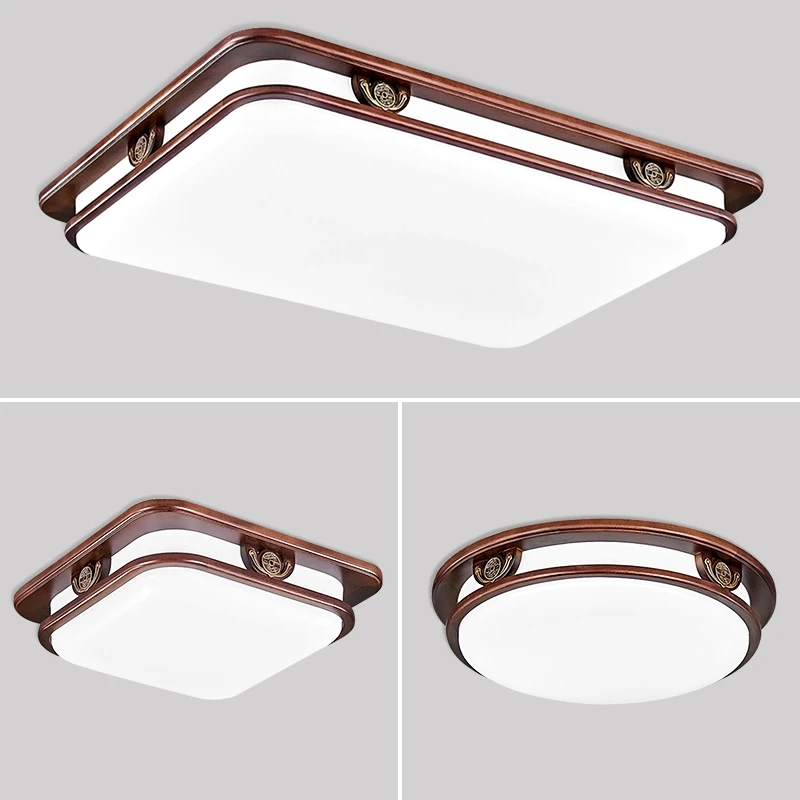 新中式实木大厅吸顶灯 长方形客厅灯卧室灯餐厅书房led灯-2003款