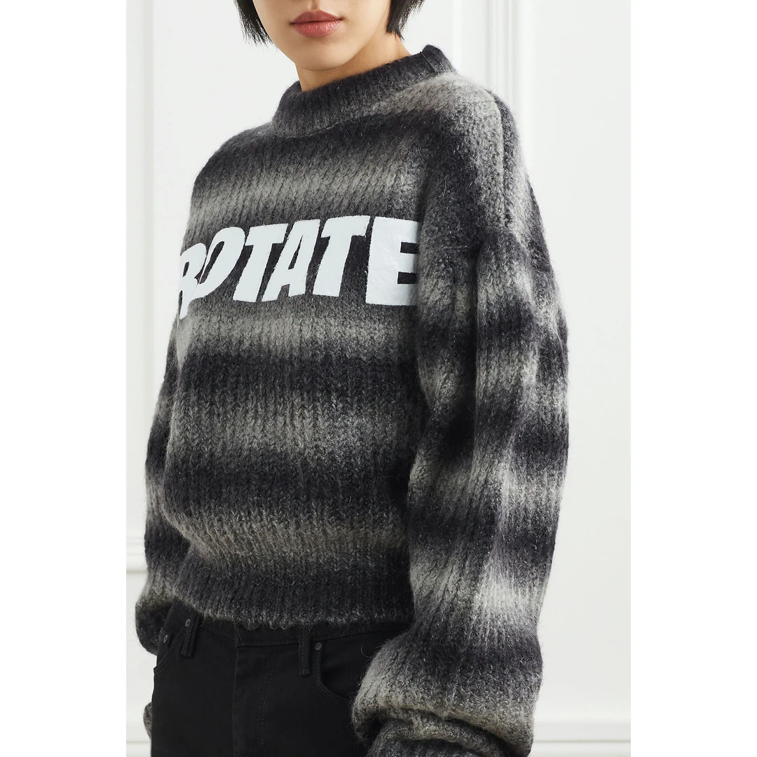 ROTATE Birger Christensen 印花条纹短款毛衣NAP颇特