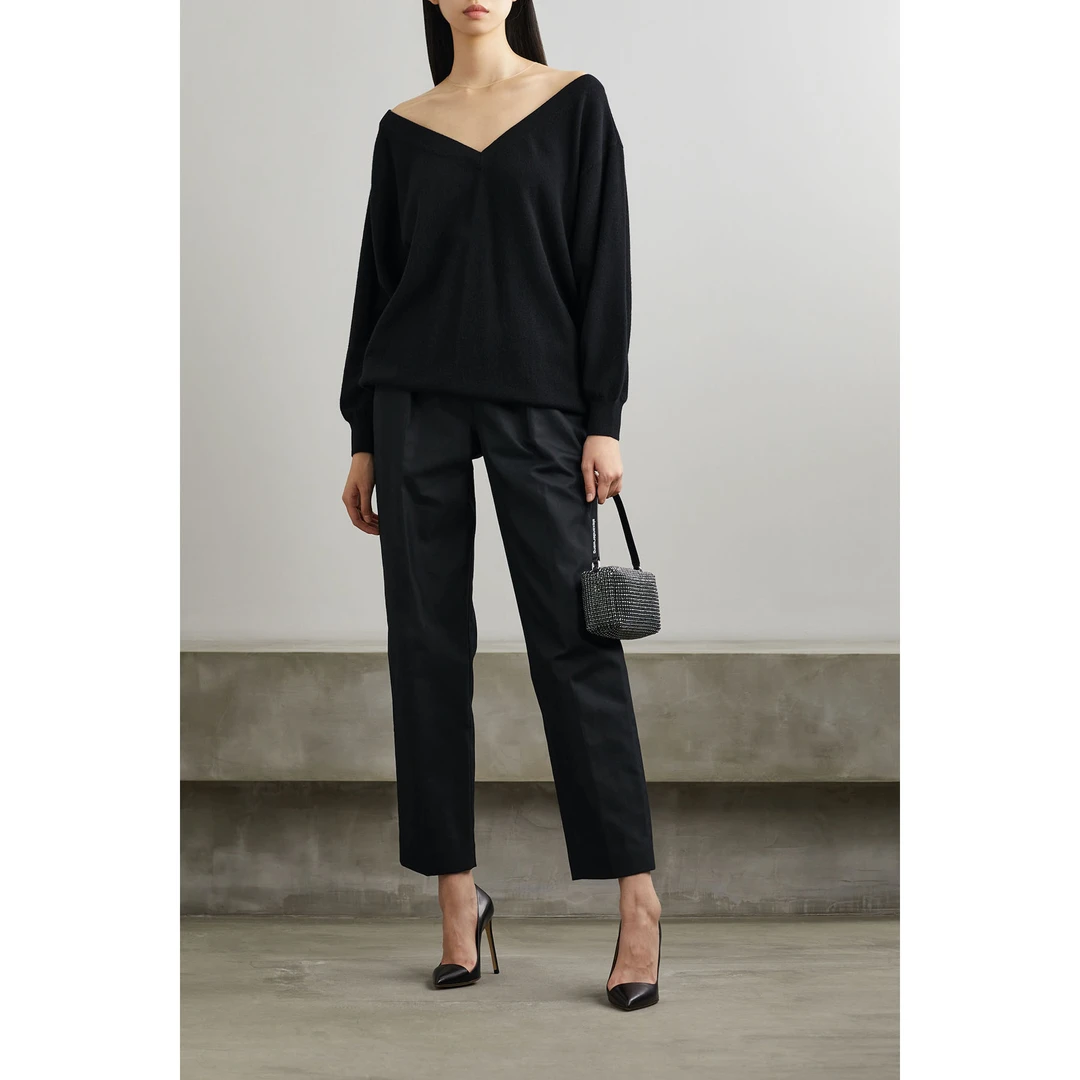 Alexander Wang 绢网边饰羊毛混纺针织女衫宽松NAP颇特