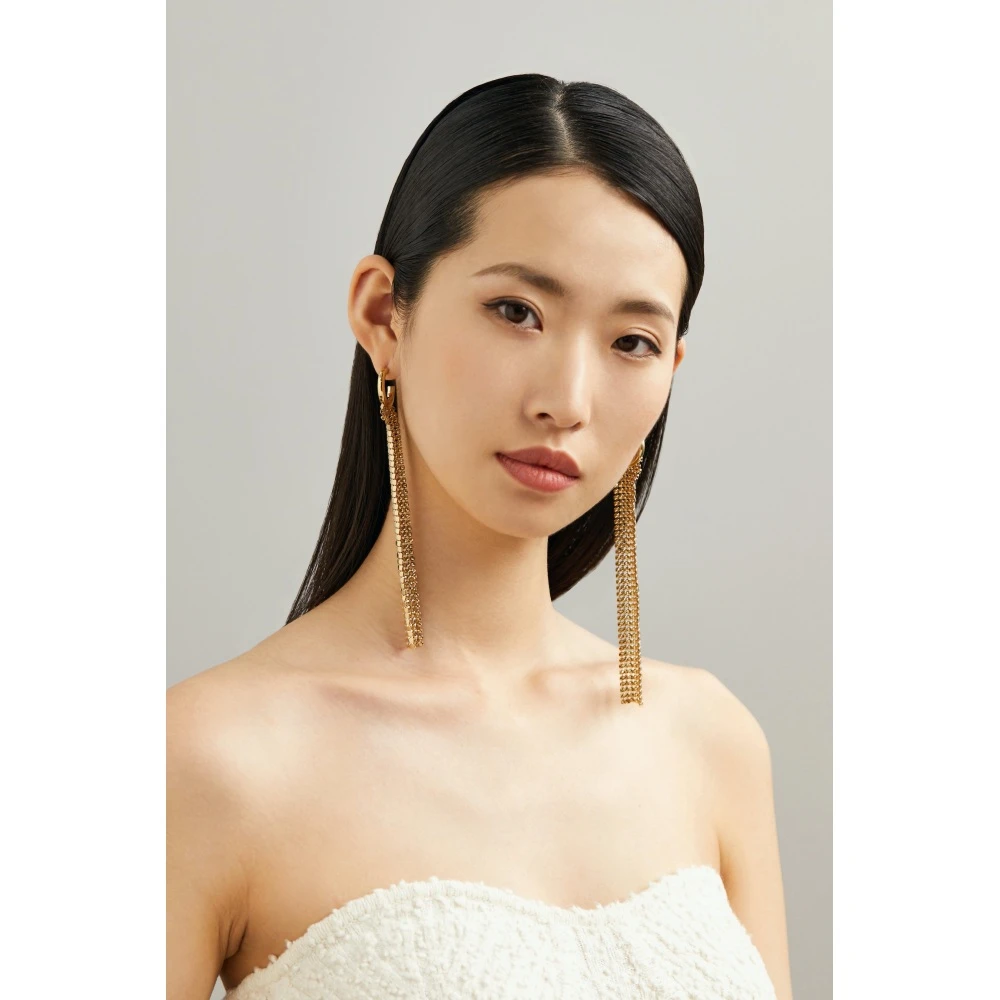 Rabanne 锁子甲金色美杜莎精致时尚女人耳环NAP颇特