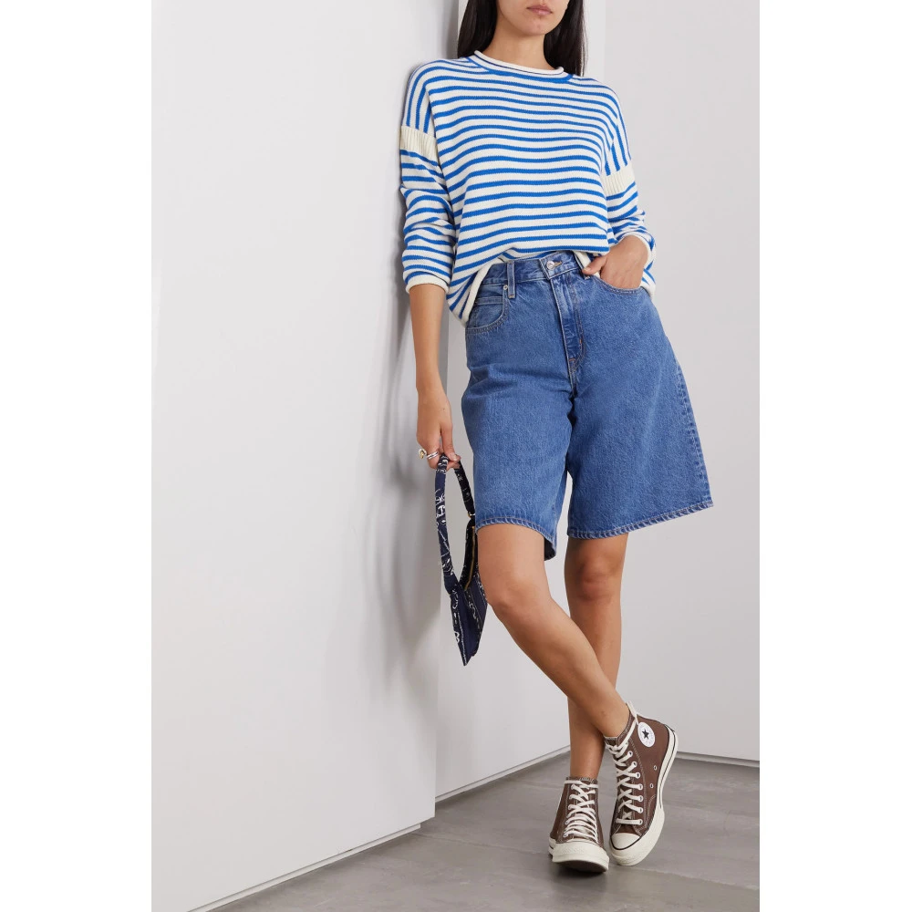 【雅丹风】Alex Mill 条纹棉质休闲气质时尚撞色毛衣NAP颇特