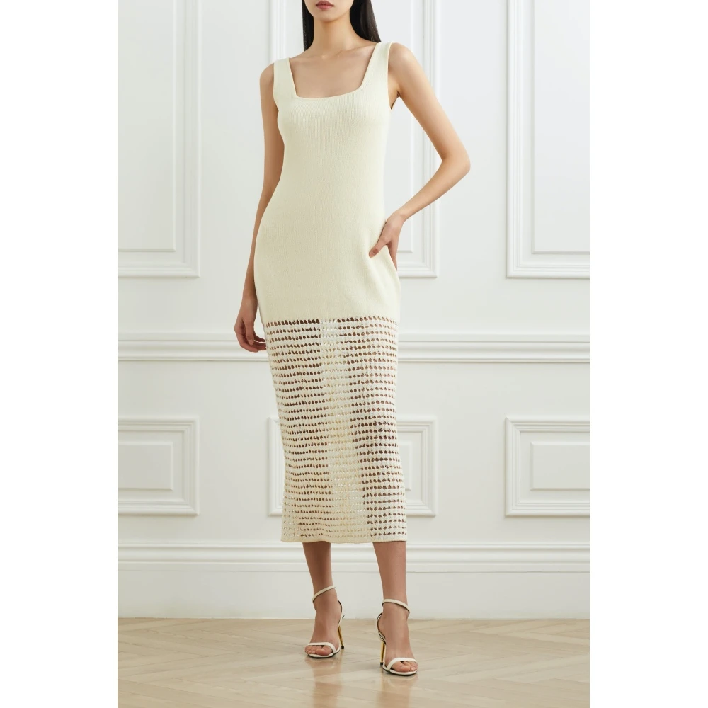 XU ZHI by Xuzhi Chen 镂空针织混纺中长连衣裙NAP颇特