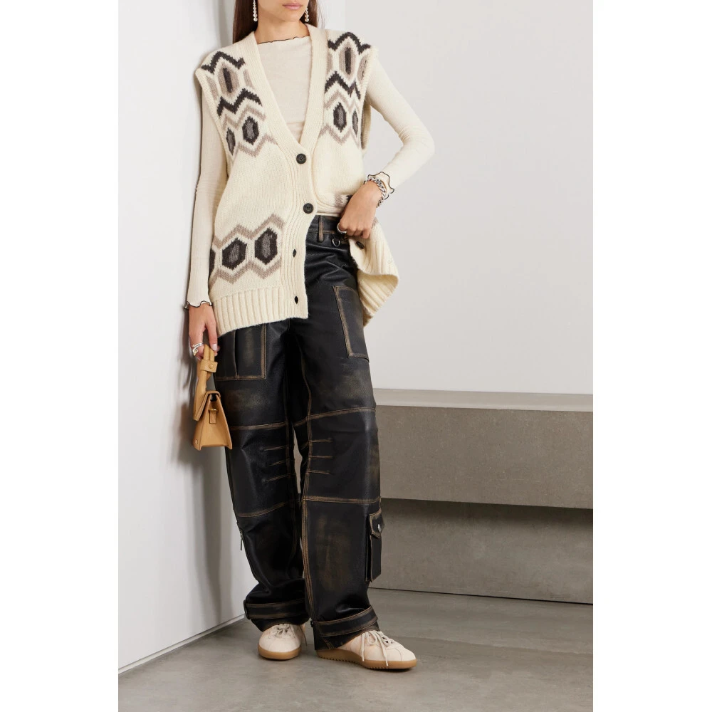 GANNI 大廓形刺绣嵌花针织休闲时尚羊毛马甲NAP颇特