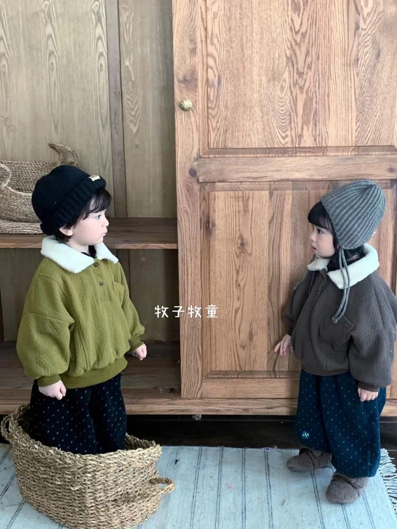 牧子牧童韩版森系冬款加绒卫衣加厚休闲秋冬小童