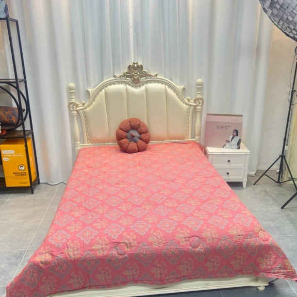 【花团锦簇粉】2*2.3米全棉色织双层纱春夏被可机洗