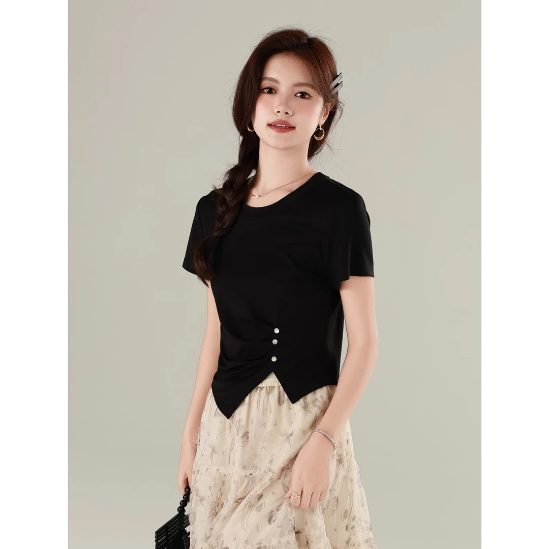 DY【修身T】2024春款纯色简约百搭T恤1420477TT