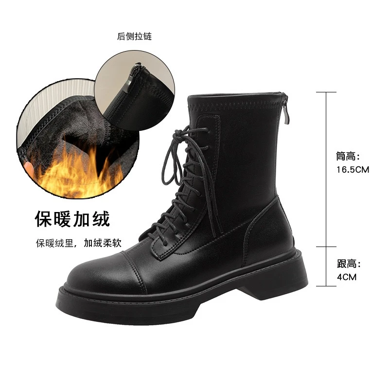 D【宿本经典款】时尚百搭英伦风靴子真皮牛皮橡胶底马丁靴3410009HS