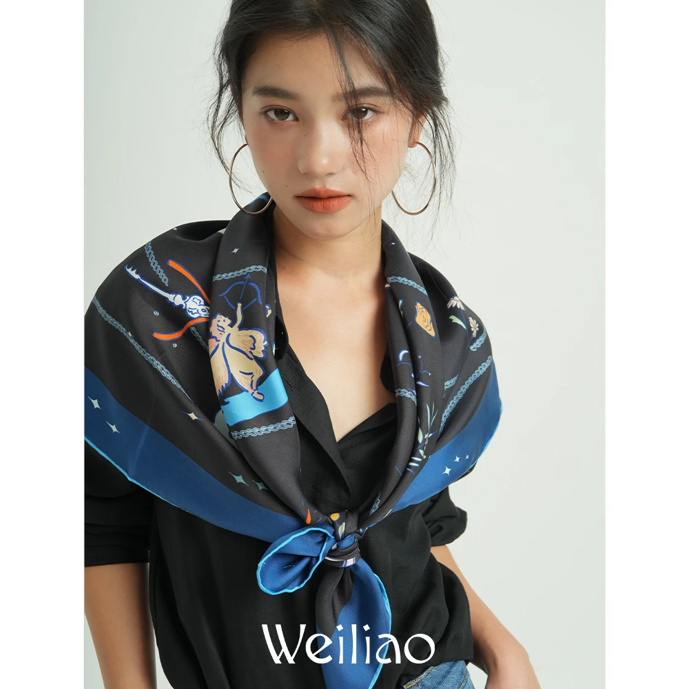 Weiliao/尉了原创丘比特系列真丝大方巾 浪漫插画风秋冬礼物披肩