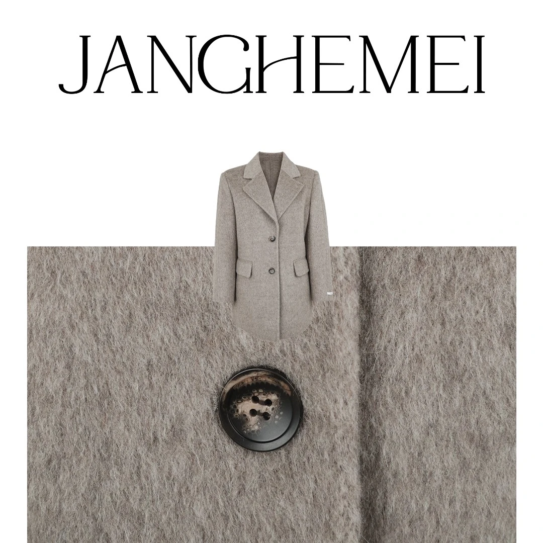 JANGHEMEI【高端呢外套】绵羊毛羊驼毛中长款羊毛外套 N08328M33
