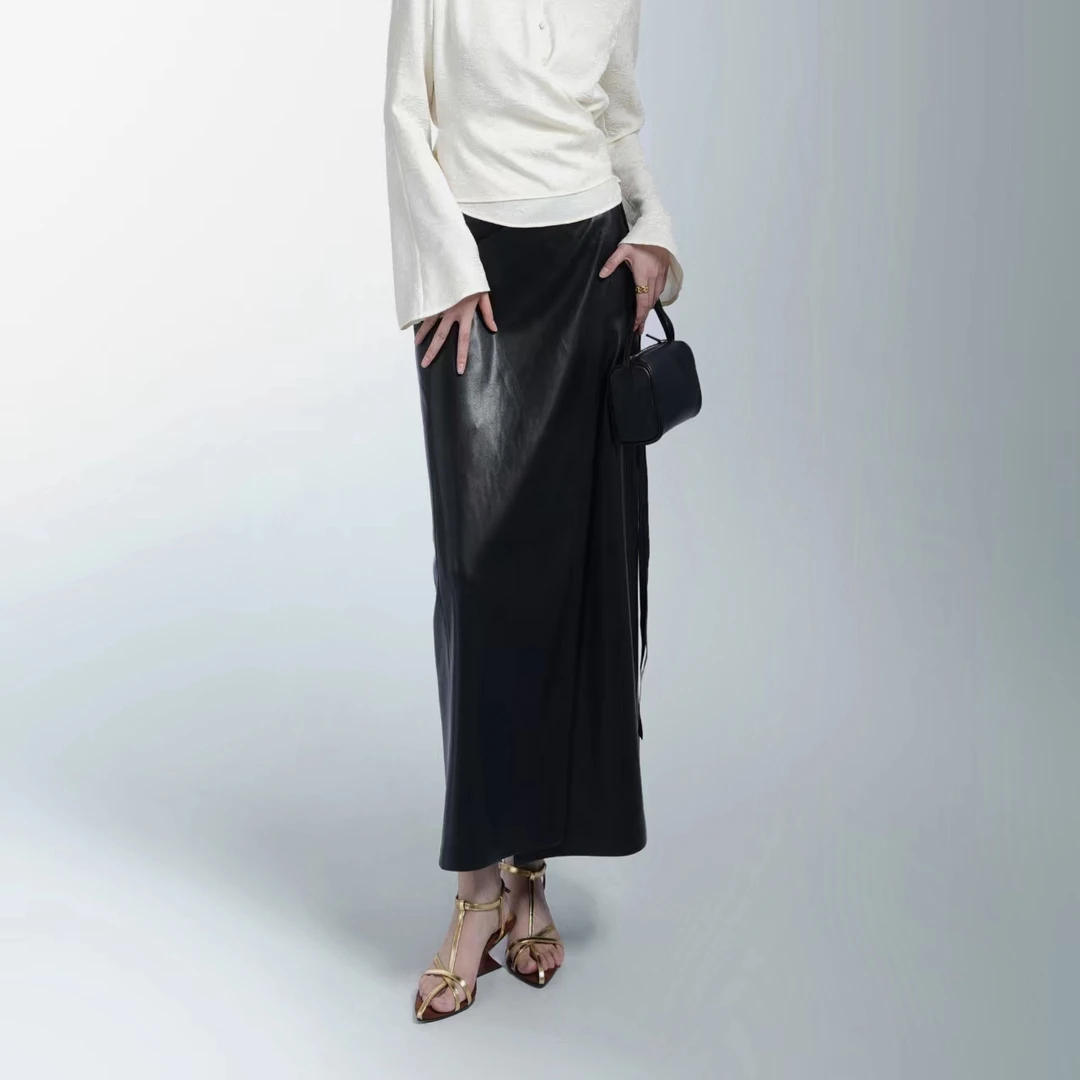 JANGHEMEI【格雷系-高智感】设计感高腰开叉垂感半身裙 B23872M43