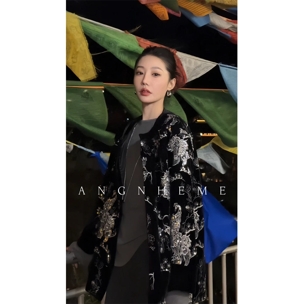 JANGHEMEI【朝花夕拾】100桑蚕丝内里新中式加厚外套 W23710M44