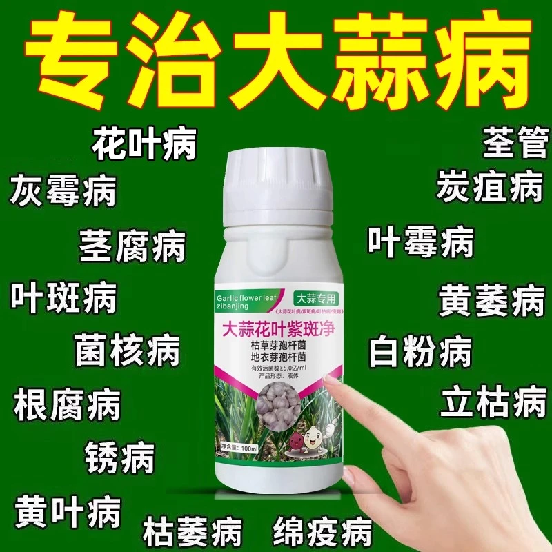 大蒜病专用药大蒜苗黄叶干尖紫斑病锈病叶枯软腐病专用叶面水溶肥