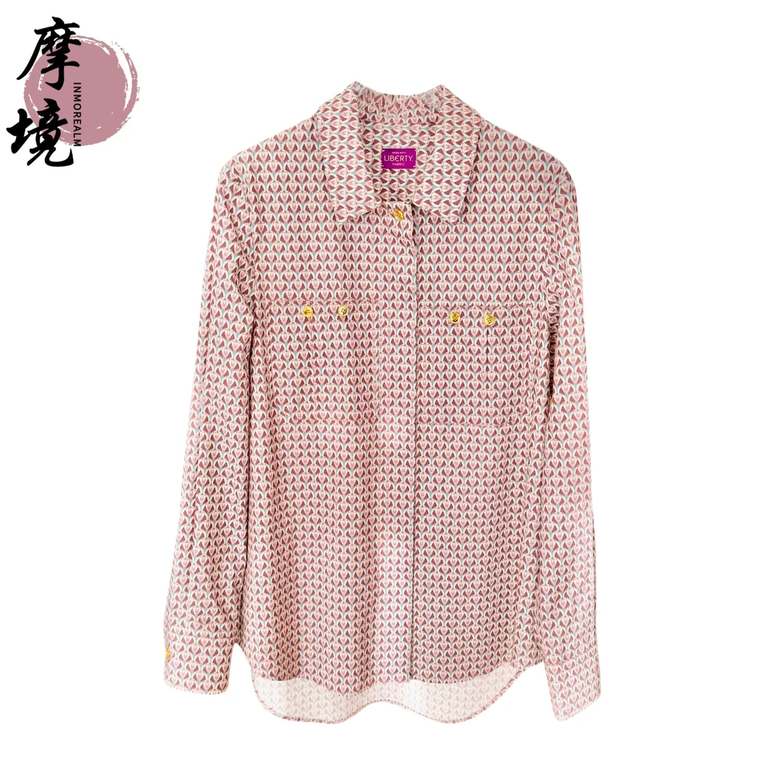 摩境&LIBERTY “潘特基斯”印花翻领府绸棉长袖衬衫