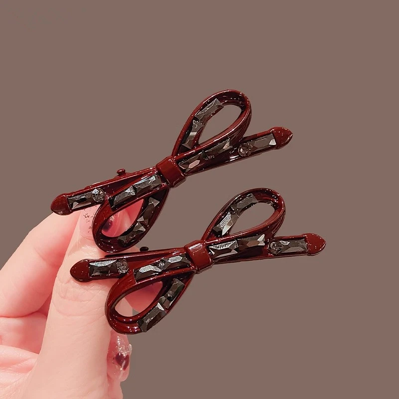 简约红色蝴蝶结发夹百搭新款侧边碎发侧边刘海夹发饰头饰发卡