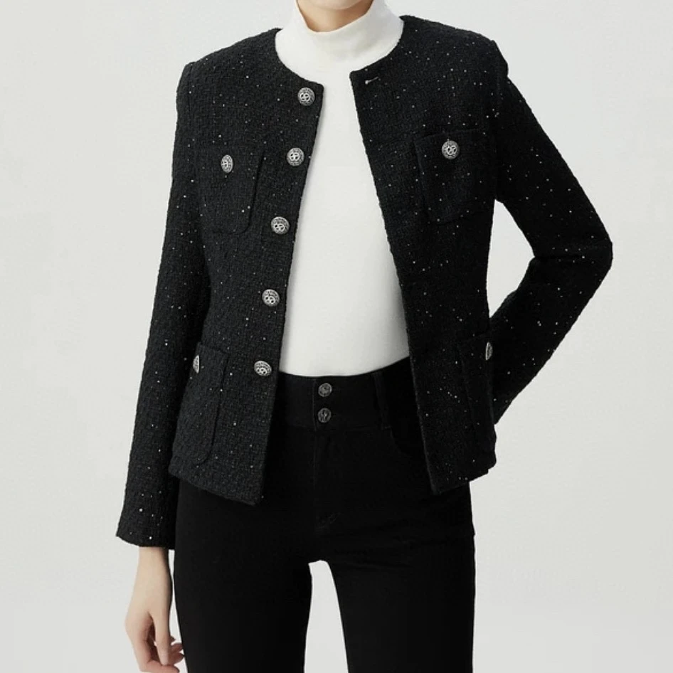 商场同款女装2025新款气质百搭圆领质感百搭小香风外套女1400722