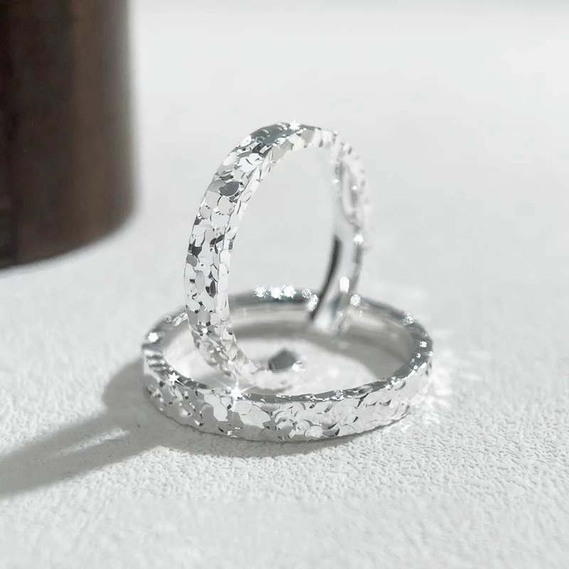 新款碎冰冰银戒指女简约ins小众指环网红爆款食指戒潮