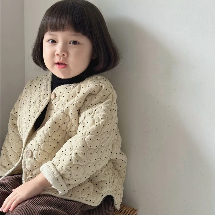 儿童童装女童外套2023秋冬韩版男女童宝宝百搭宽松点点外套儿童高