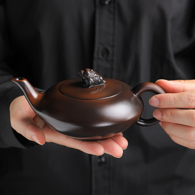 紫陶凤鸣金蟾虚扁壶-200ccA55