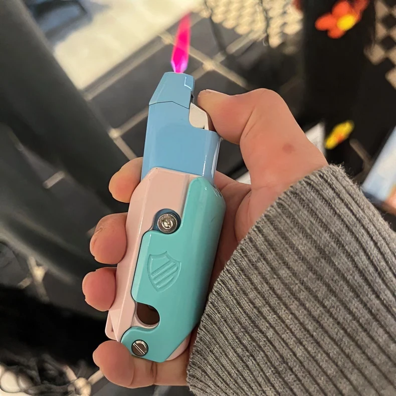 网红胡萝卜防风粉红色火焰萝卜丁打火机可伸缩折叠创意很丝滑解压