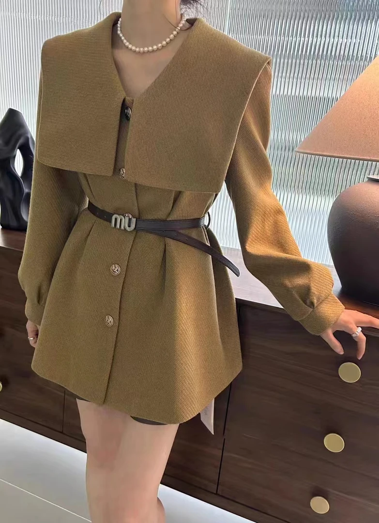 海军领收腰显瘦外套欧货2023冬季新款韩版大衣