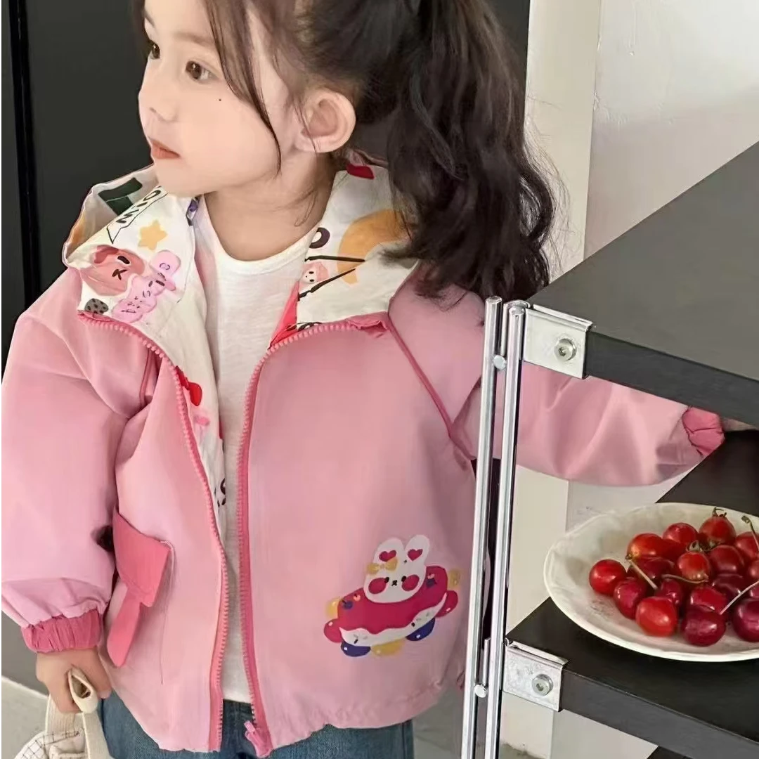 【乔治蓝乔】女童外穿春款2025新款时尚冲锋衣宝宝两面穿外套 8023