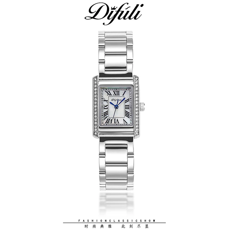 【华专属】新款时尚罗马刻度小坦克气质轻奢个性女款防水腕表